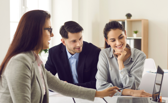 Couple at mortgage advisor
