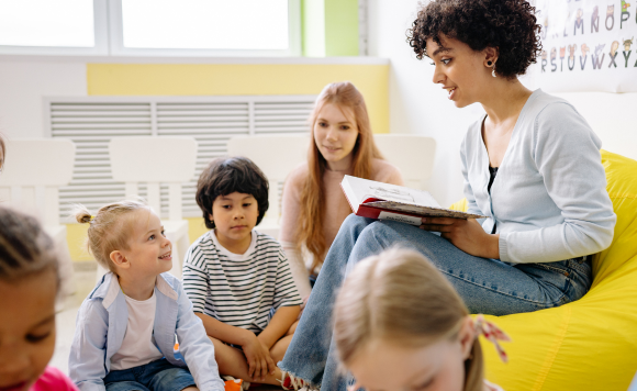 Elementary school kids story time