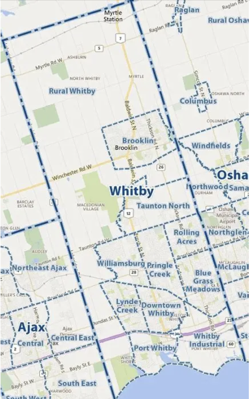 Whitby's Neighbourhood Map