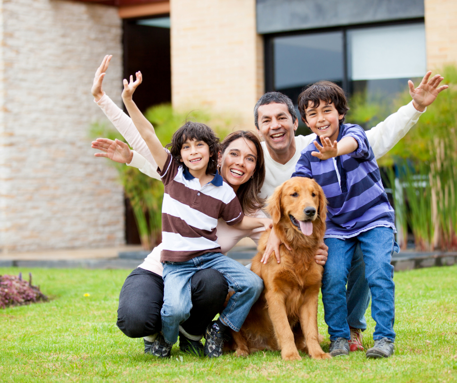 Family outside their new home